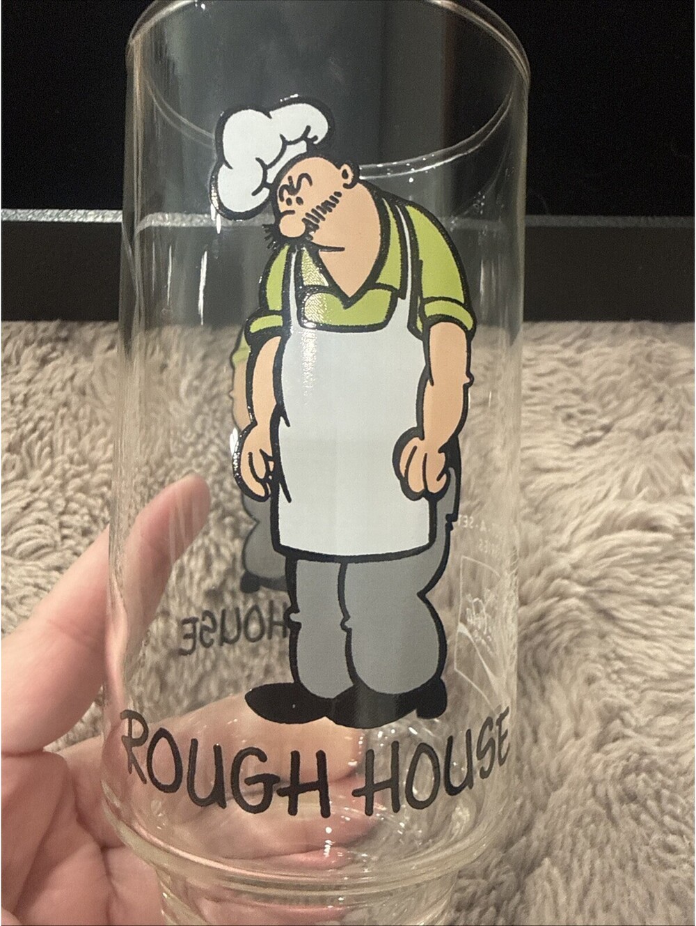 Rough House Glass 1975. From Popeye Series. Not Faded. No Chips Or Scratches.